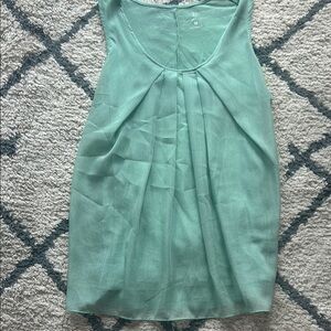 New York & Company Green Pleated Sleeveless Blouse